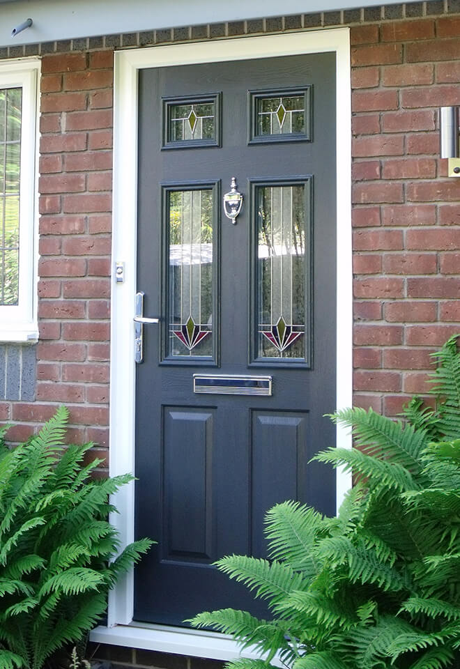 Black composite entrance door