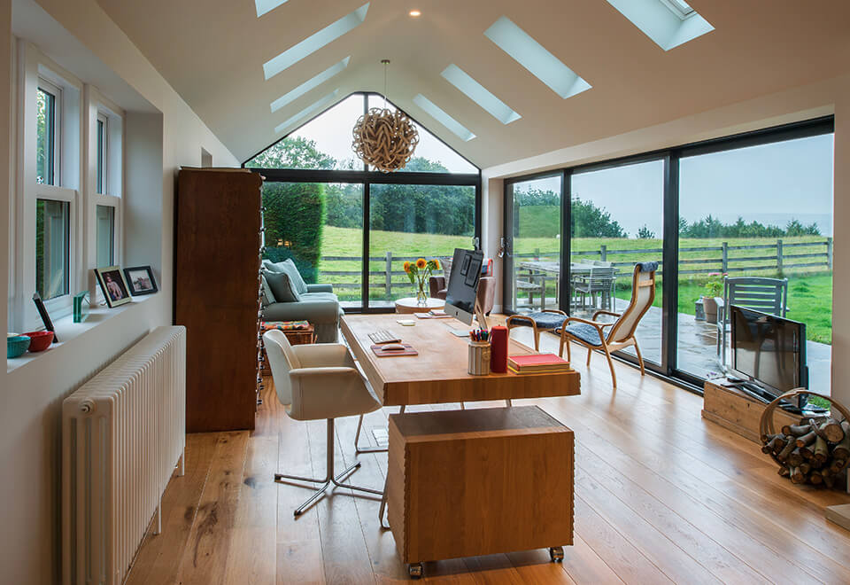 Interior view of an extension with patio doors