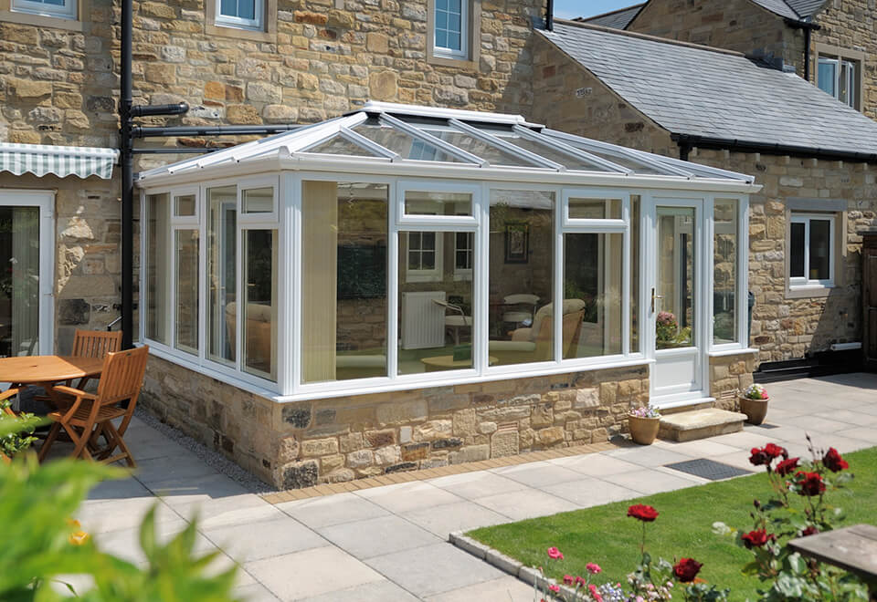 White uPVC Georgian conservatory installation