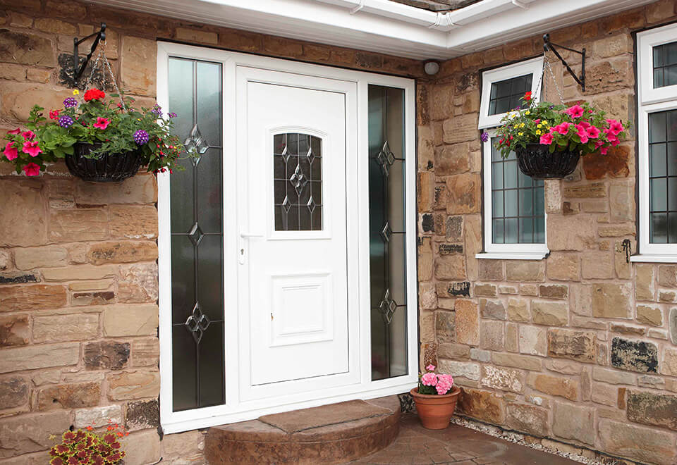 White uPVC entrance door installation